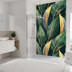 Panneau mural de salle de bains l.150 x H.255 cm, motifs feuilles bananier, Schulte DecoDesign