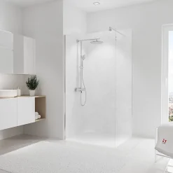 Panneau mural de salle de bains l.100 x H.210 cm, effet marbre blanc, Schulte DécoDesign