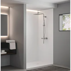 Panneau mural de salle de bain - Kinewall Design - KINEDO - Blanc satiné - 125x250 cm