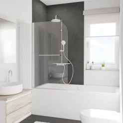 Panneau mural de salle de bains l.100 x H.255 cm, effet ardoise anthracite mat, Schulte Décodesign vendu par 2