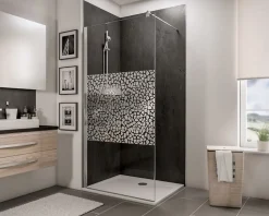 Panneau mural de salle de bains l.100 x H.255 cm, effet ardoise anthracite mat, Schulte Décodesign vendu par 2