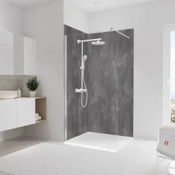 Panneau mural de salle de bain l.100 x H.255 cm, schiste anthracite, Schulte Décodesign vendu par 2