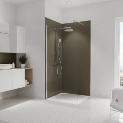 Panneau mural de salle de bains l.90 x H.210 cm, taupe, Schulte Décodesign couleur vendu par 2