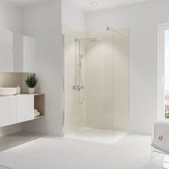 Panneau mural de salle de bains l.100 x H.210 cm, beige brillant, Schulte Décodesign Brio vendu par 2