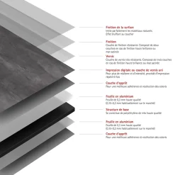 Panneau mural de salle de bain l.150 x H.255 cm, schiste anthracite, Schulte DécoDesign