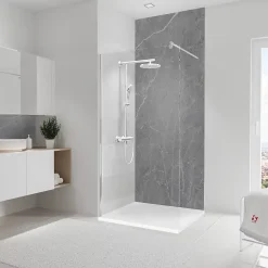 Panneau mural de salle de bain l.100 x H.255 cm, marbre gris, Schulte DécoDesign