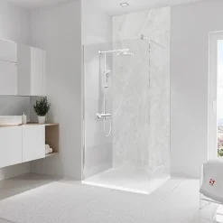 Panneau mural de salle de bains l.100x255 cm, décor marbre gris Softtouch, Schulte DécoDesign