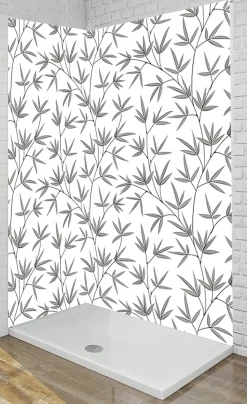 Panneau Mural Douche salle de bain BAMBOU gris et blanc 90 cm x 210 cm Ma Nouvelle Déco