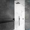 Panneau mural pour salle de bain resine effet marbre blanc 250x120 cm Natte d'etancheite periferique integree