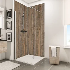 Panneau mural salle de bains 100 x 210 cm, Schulte Décodesign décor, bois veilli vendu par 2