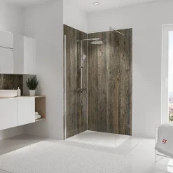 Panneau mural salle de bains 100 x 210 cm, Schulte Décodesign décor, bois veilli vendu par 2