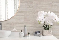 panneaux muraux douche - dalle pvc dumawall+ travertino 37,5 cm ht x 65 cm lg - lot de 8 plaques - 1,95 m2