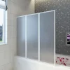 Pare baignoire à 3 volets rétractables (141x132 cm - Blanc)