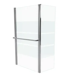 Pare baignoire + volet pivotant 130x105- Profile aluminium chrome et verre transparent bande depolie