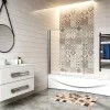 Pare baignoire 2 volet pliante et pivotant chrome - L.120 x H.140 cm en 6mm verre anticalcaire