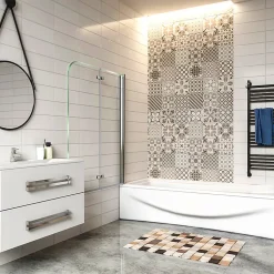 Pare baignoire 2 volet pliante et pivotant chrome - L.120 x H.140 cm en 6mm verre anticalcaire