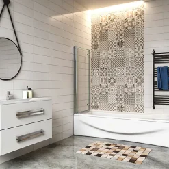 Pare baignoire 2 volet pliante et pivotant chrome - L.110 x H.140 cm en 6mm verre anticalcaire