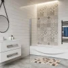 Pare baignoire 2 volet pliante et pivotant chrome - L.90 x H.140 cm en 6mm verre anticalcaire