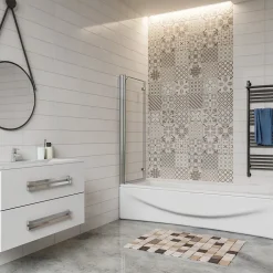 Pare baignoire 2 volet pliante et pivotant chrome - L.90 x H.140 cm en 6mm verre anticalcaire