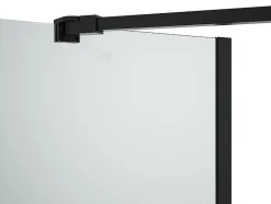 Pare baignoire avec porte-serviette et retour pivotant noir mat - (70 + 30) x 140 cm - PRIMAEL