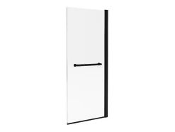 Pare baignoire avec porte-serviette en métal noir mat au style industriel - 70 x 140 cm - TOBIN