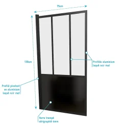 Pare baignoire Black Indus pivotant noir 130 x 75cm Galedo