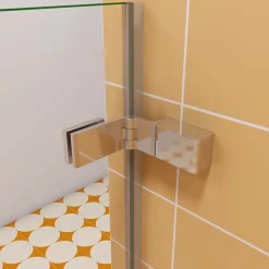 Pare baignoire chromé 2 volets - L.100 x H.140cm - 5mm verre sécurité - Pivotant et repliable 180 degré