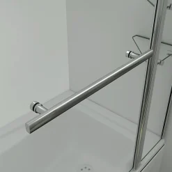 Pare baignoire chromé pivotante L.100 x 140 cm avec 2 étagères - 6mm verre sécurité - solution pratique, élégante