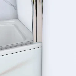 Pare baignoire Chrome pivotant 180degrés à 3 volets L130xH140cm, 6mm verre anticalcaire et pose réversible ,style industriel