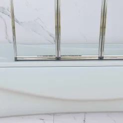 Pare baignoire Chrome pliante,L120xH140cm avec pliante 5 volets pliants 180 degrés,Installation réversible,4mm verre trempé