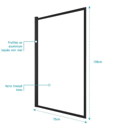 Pare baignoire Dark Edge pivotant noir 130 x 75cm Galedo