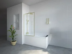 Pare baignoire doré style art déco - 80 x 140 cm - Verre trempé - BRADENTON