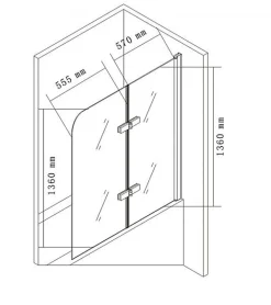 Pare baignoire en verre véritable NANO EX209 - 1200x1400x6 mm