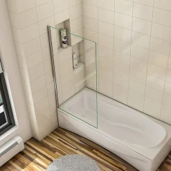 Pare baignoire fixe 1 volet chrome - L.40 x H.130 cm en 5mm verre anticalcaire