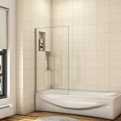 Pare baignoire fixe 1 volet chrome - L.70 x H.130 cm en 5mm verre anticalcaire