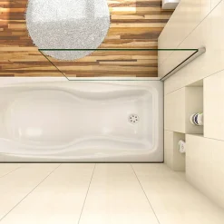 Pare baignoire fixe 1 volet chrome - L.70 x H.130 cm en 5mm verre anticalcaire