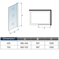 Pare baignoire fixe 1 volet chrome - L.70 x H.130 cm en 5mm verre anticalcaire