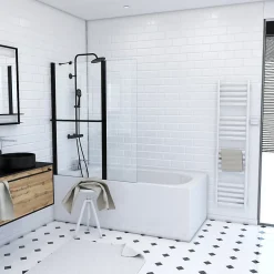 Pare baignoire Ibiza volet pivotant noir 130 x 105cm Galedo