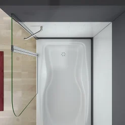 Pare baignoire L.100 x H.140cm pivotant à 180 avec porte-serviette - 5mm verre sécurit - Installation réversible
