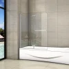 Pare baignoire L.100 x H.140cm pivotant à 180 avec 2 étagères et porte-serviette - 6mm verre sécurit -Installation réversible