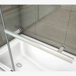 Pare baignoire L.100 x H.140cm pivotant à 180 avec 2 étagères et porte-serviette - 6mm verre sécurit -Installation réversible