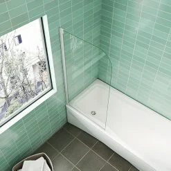 Pare baignoire L.70 x H.130cm profilé blanc écran paroi pivotante - Installation réversible - 4mm verre sécurité