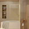Pare baignoire pivotant l.80 x H.140 cm verre ondulé et profilés doré brossé, Galedo Edge