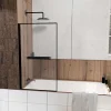 Pare baignoire pivotant l.75 x H.130 cm profilés noirs avec porte serviette et étagère, Galedo Edge