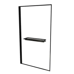 Pare baignoire pivotant l.80 x H.140 cm profilés noirs avec porte serviette et étagère, Galedo Edge