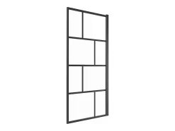 Pare baignoire pivotant style industriel - 70 x 140 cm - Noir mat - Verre - RIVANON