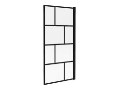 Pare baignoire pivotant style industriel - 90 x 140 cm - Noir mat - Verre - RIVANON