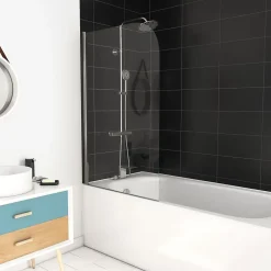Pare Baignoire Pivotant 130x75cm Profile Aluminium Chrome - VELA CHROME
