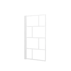 Pare Baignoire Rabattable 80x140cm - Sérigraphie Briques Blanches - Verre Trempé 4mm