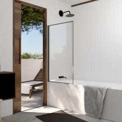 Pare Baignoire Rabattable 75x130 cm - Aluminium Gun Metal et Verre Trempé 4 mm
